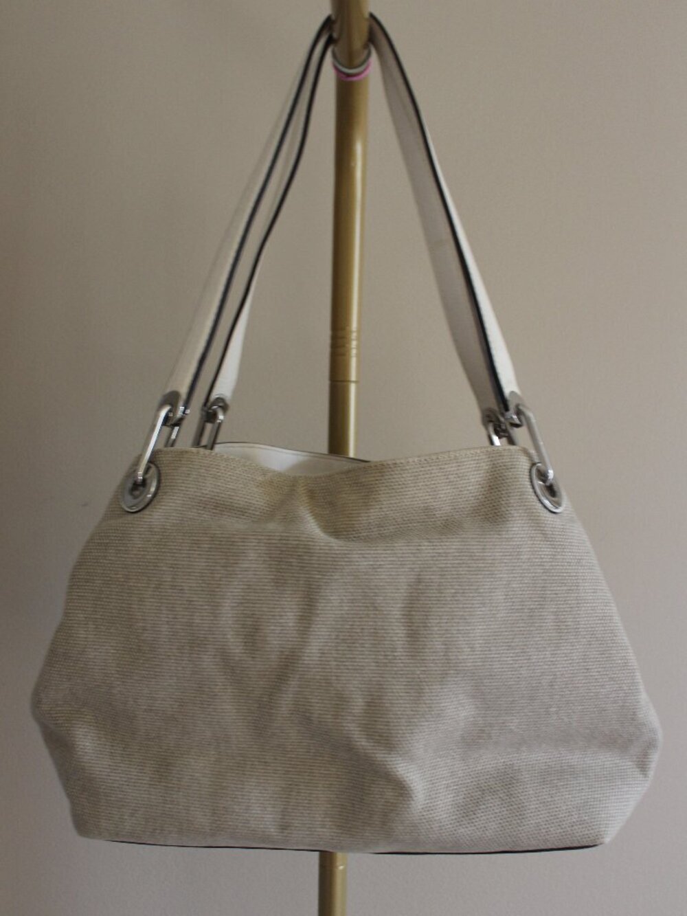 Michael Kors Raven Beige Canvas Tote - Picture 3 of 4